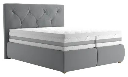 Boxspring ágy ELEN 160x200 cm szürke matraccal és topperrel