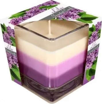 Illatos gyertya üvegben Lila 8x8cm, akár 30 óra égési idővel, 170g