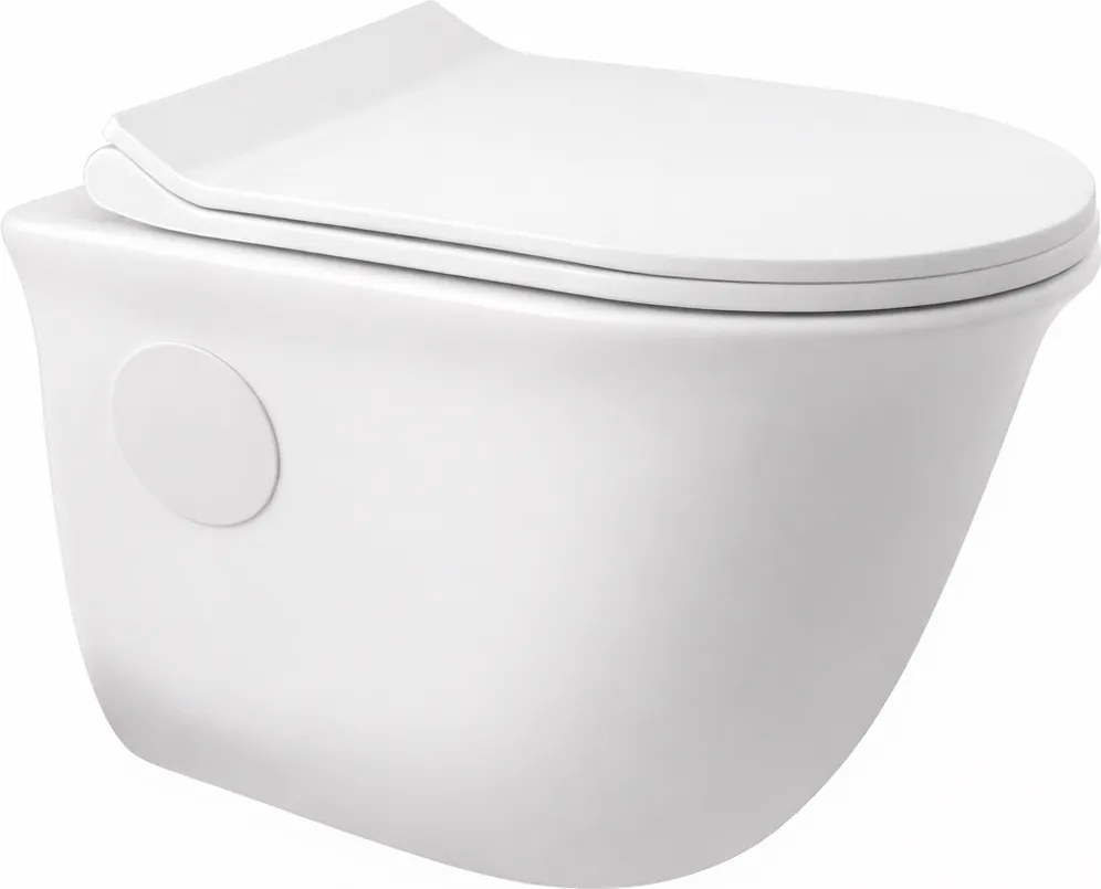 FRANKFURT || fali, mélyöblítéses WC csésze slim wc ülőkével, kerámia, fehér