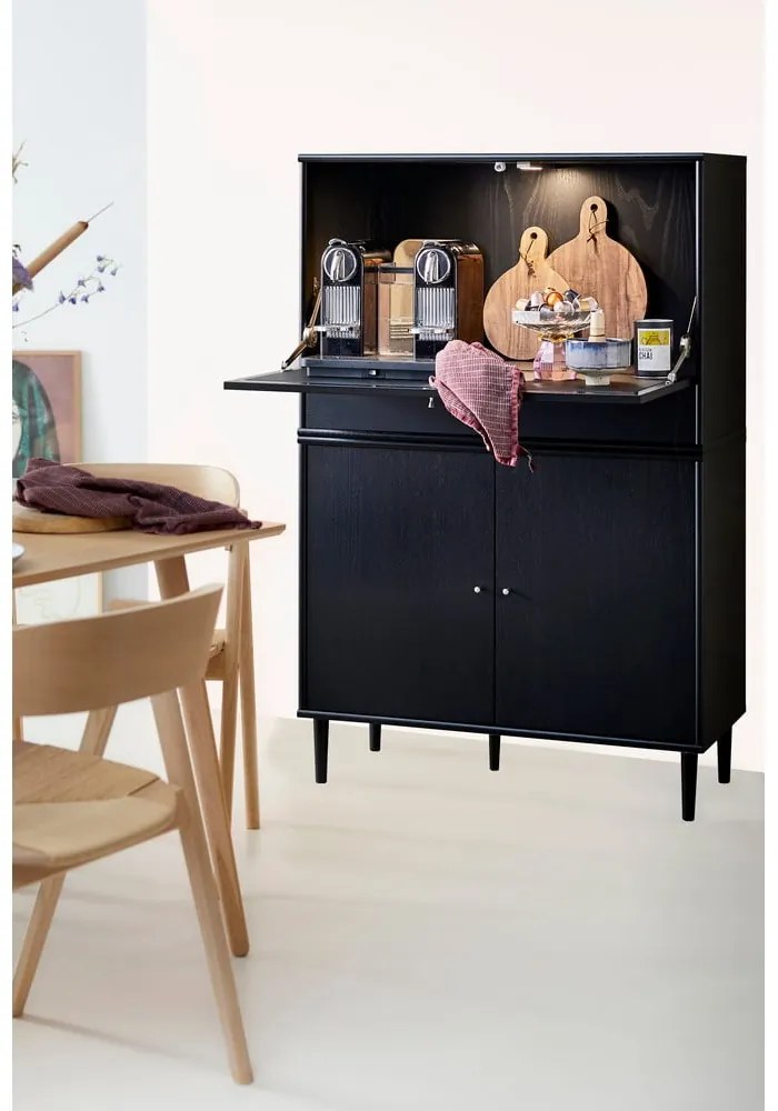 Fekete bortartó szekrény kőrisfa dekorral 89x136 cm Mistral - Hammel Furniture