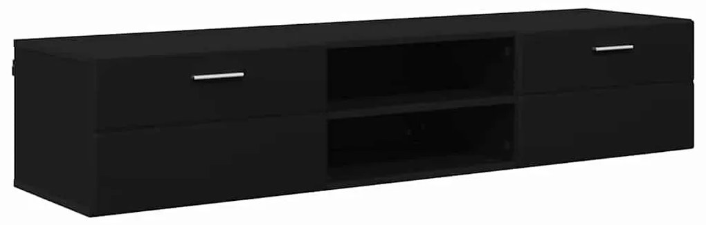 TV szekrény fiókkal polcokkal Fekete 150 x 39 x 30 cm Faanyag