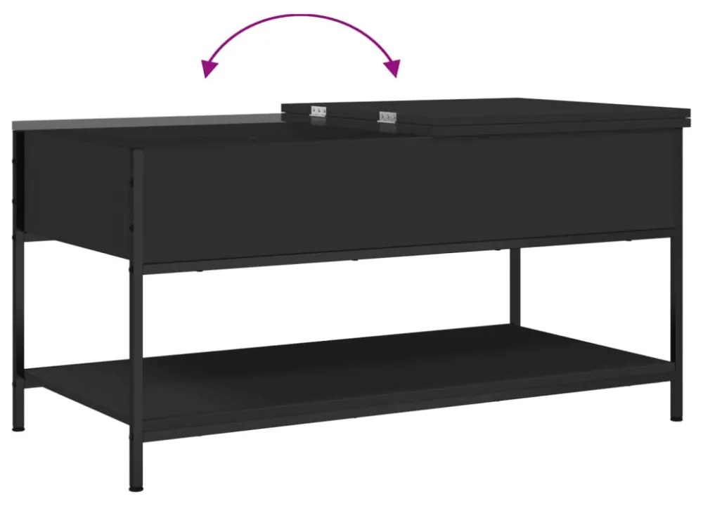 fekete szerelt fa és fém dohányzóasztal 100 x 50 x 50 cm