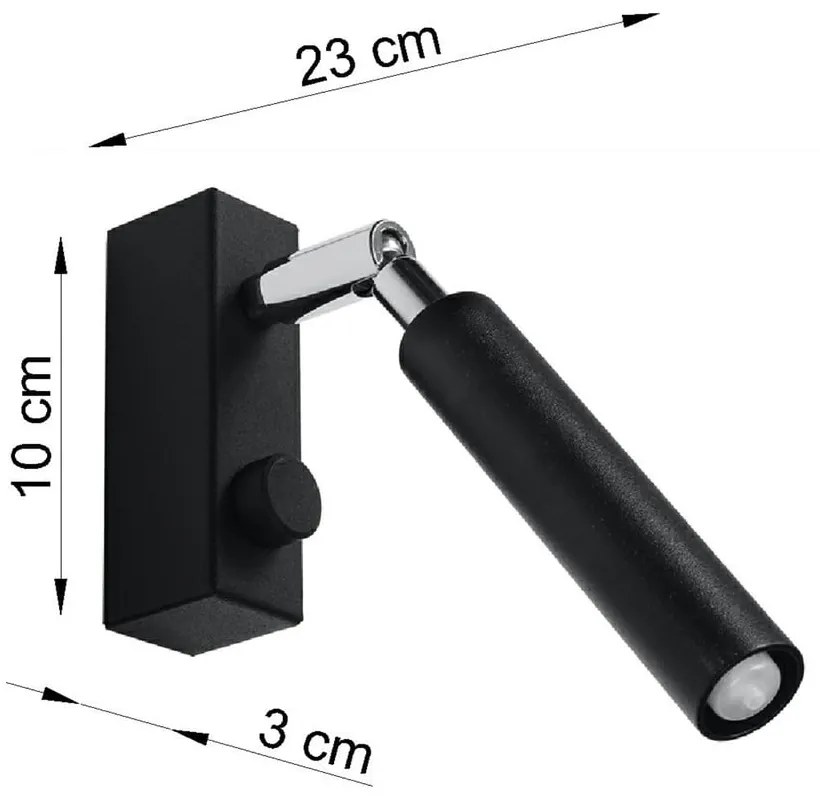 Fekete spotlámpa 10x3 cm Tiden – Sollux