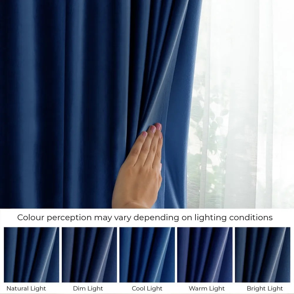 Sötétkék bársony dimout (részleges sötétítő) függöny 140x245 cm Eyelets – Restilo