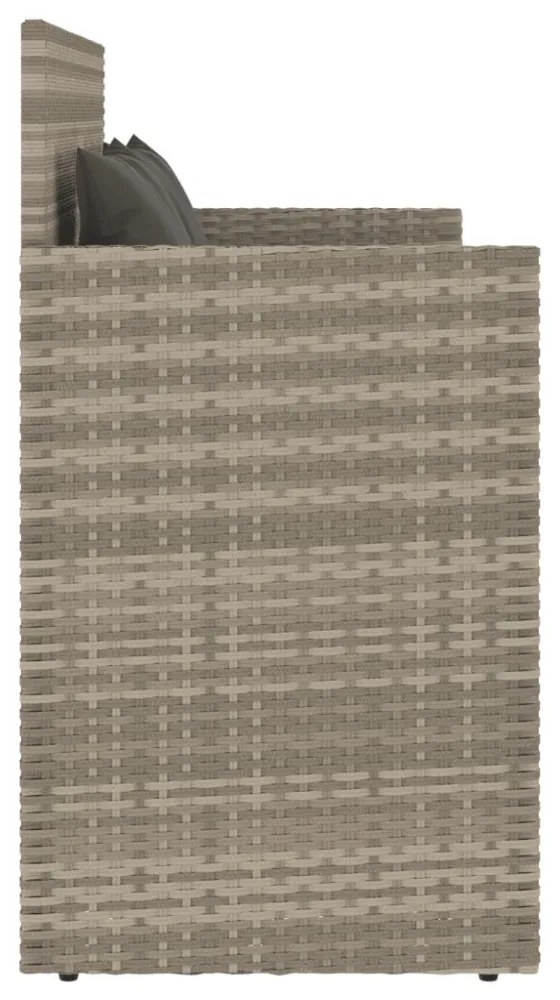 világosszürke polyrattan kerti pad párnákkal