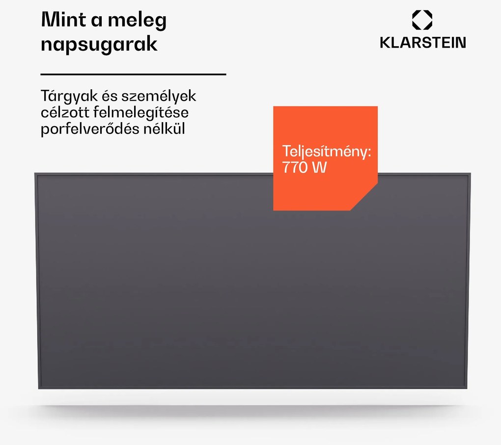 Klarstein Wonderwall Smart Infravörös hősugárzó, 60 x 120cm, Applikáció, 770 W, Heti időzítő, IP24