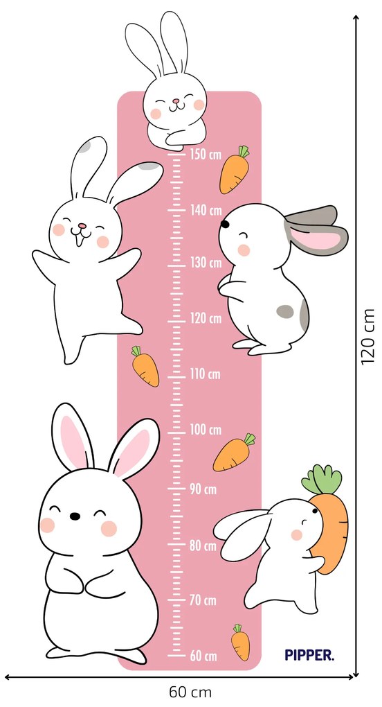 PIPPER. Textil falmatrica "Gyermek mérő - Nyuszik"