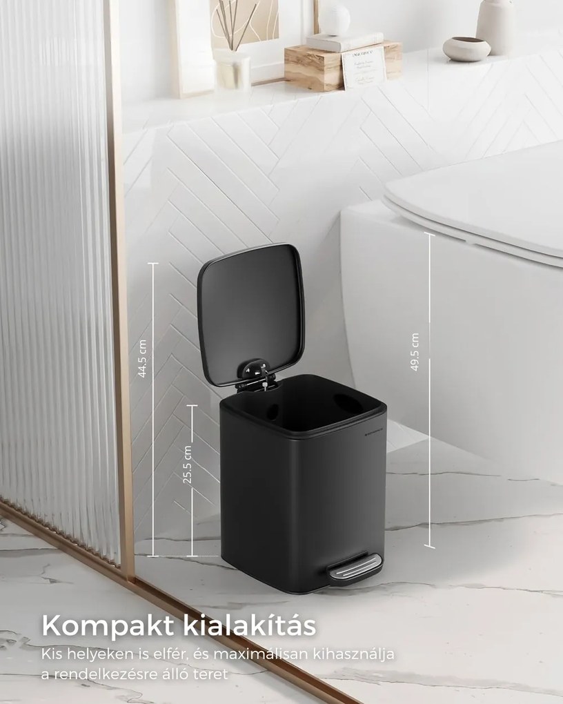 NORD fürdőszobai szemetes, 6 l, fekete SongmicsHome