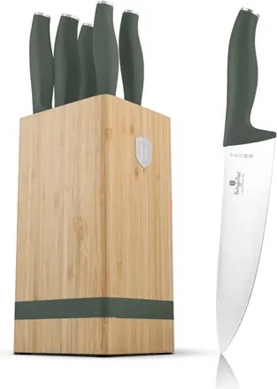 BerlingerHaus 6 részes késkészlet bambusz állvánnyal Matte Green Collection BH/2751