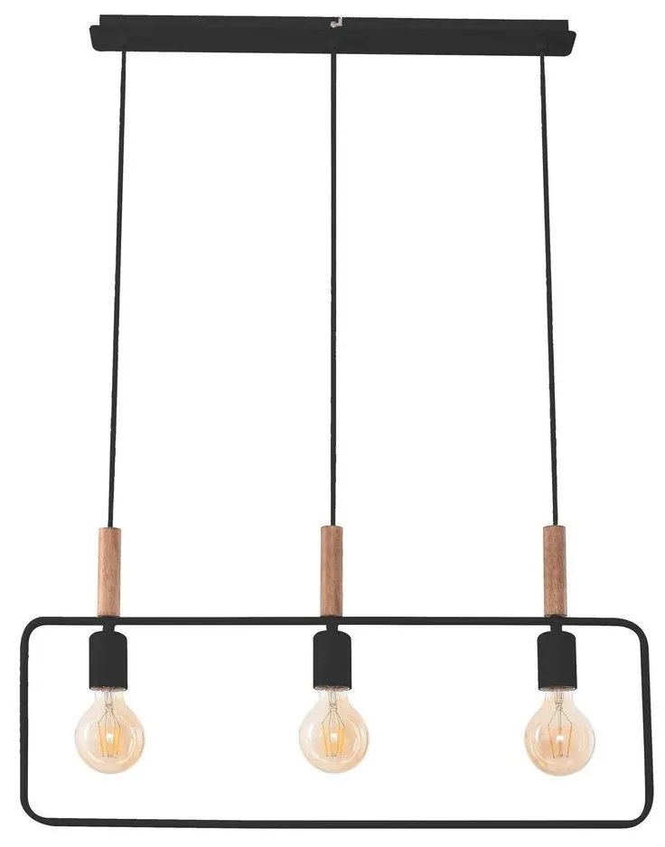 Csillár zsinóron FRAME 3xE27/60W/230V fekete