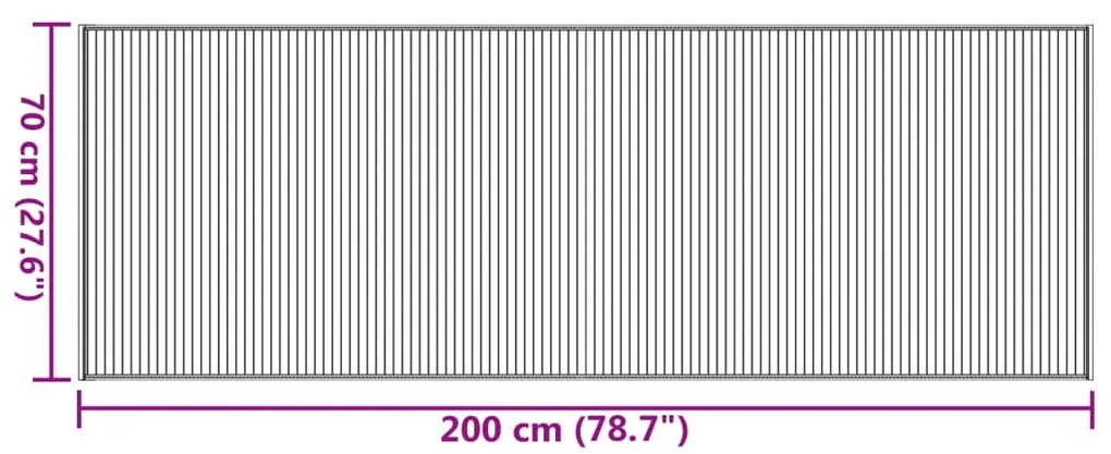 négyszögletű világos természetes bambusz szőnyeg 70 x 200 cm