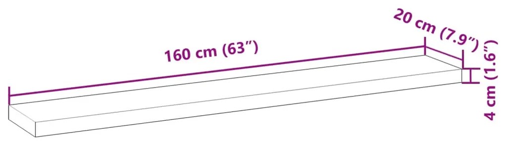 2 db olajbevonatú tömör akácfa függőpolc 160 x 20 x 4 cm