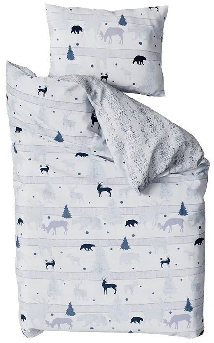 Renforcé pamut ágynemű SOBI és FENYŐK fehér Ágyneműhuzat mérete: 70 x 90 cm | 140 x 200 cm