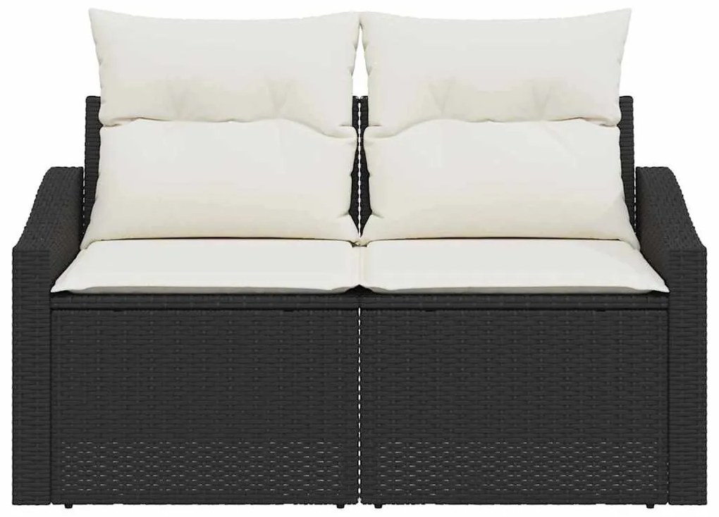 Kerti kanapé párnával Fekete 123 x 62 x 69cm polirattan