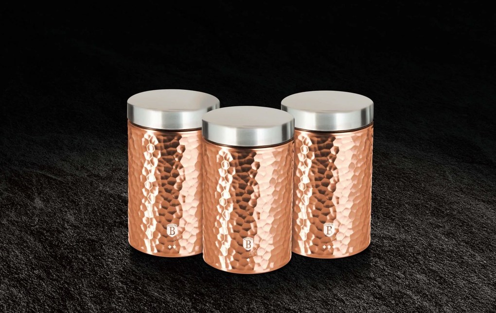Berlinger Haus rozsdamentes acél 3 részes konyhai tároló szett Metallic Line Rose Gold Edition