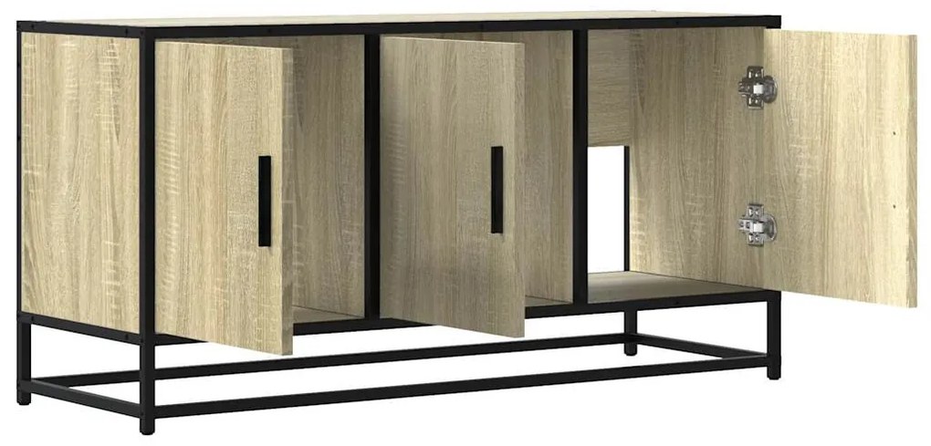 sonoma tölgy színű szerelt fa és fém TV-szekrény 100x35x50 cm