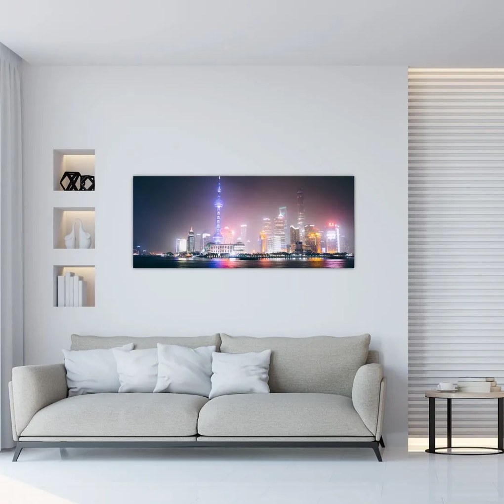 Éjszakai Shanghai képe (120x50 cm)