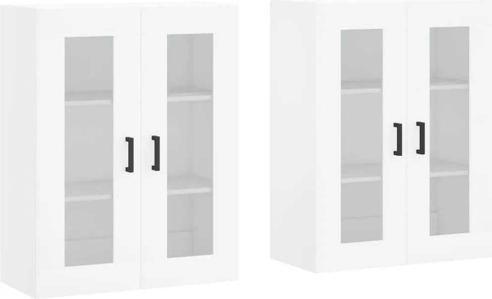 vidaXL 2 db fehér szerelt fa falra szerelhető szekrény