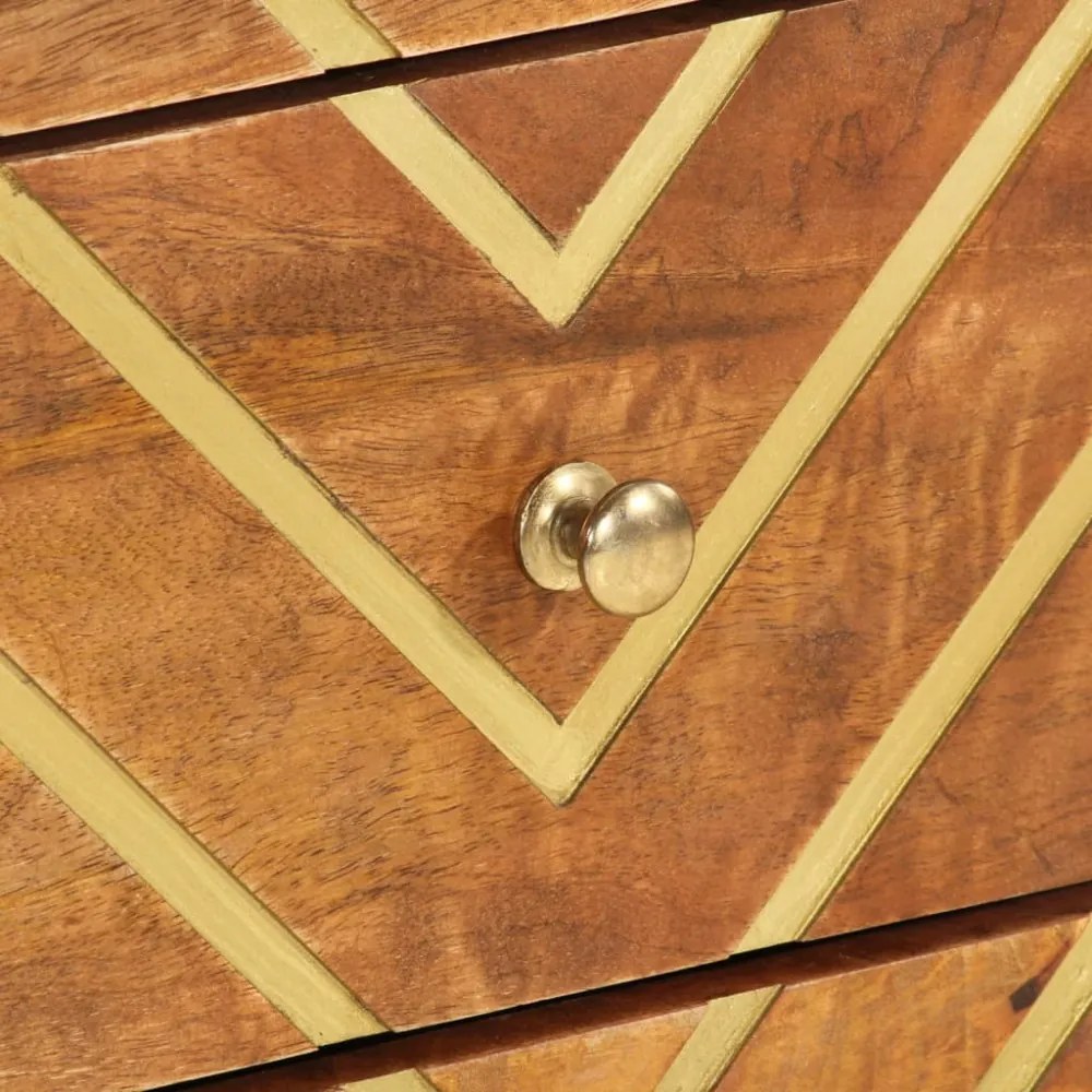 barna és fekete tömör mangófa éjjeliszekrény 50x33x60 cm