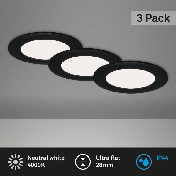Brilo - 3 darabos szett fürdőszobai süllyesztett lámpatest FLAT LED/6W/230V IP44