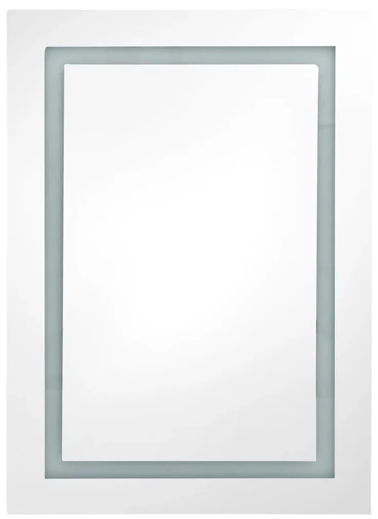 tölgyszínű LED-es tükrös fürdőszobaszekrény 50 x 13 x 70 cm