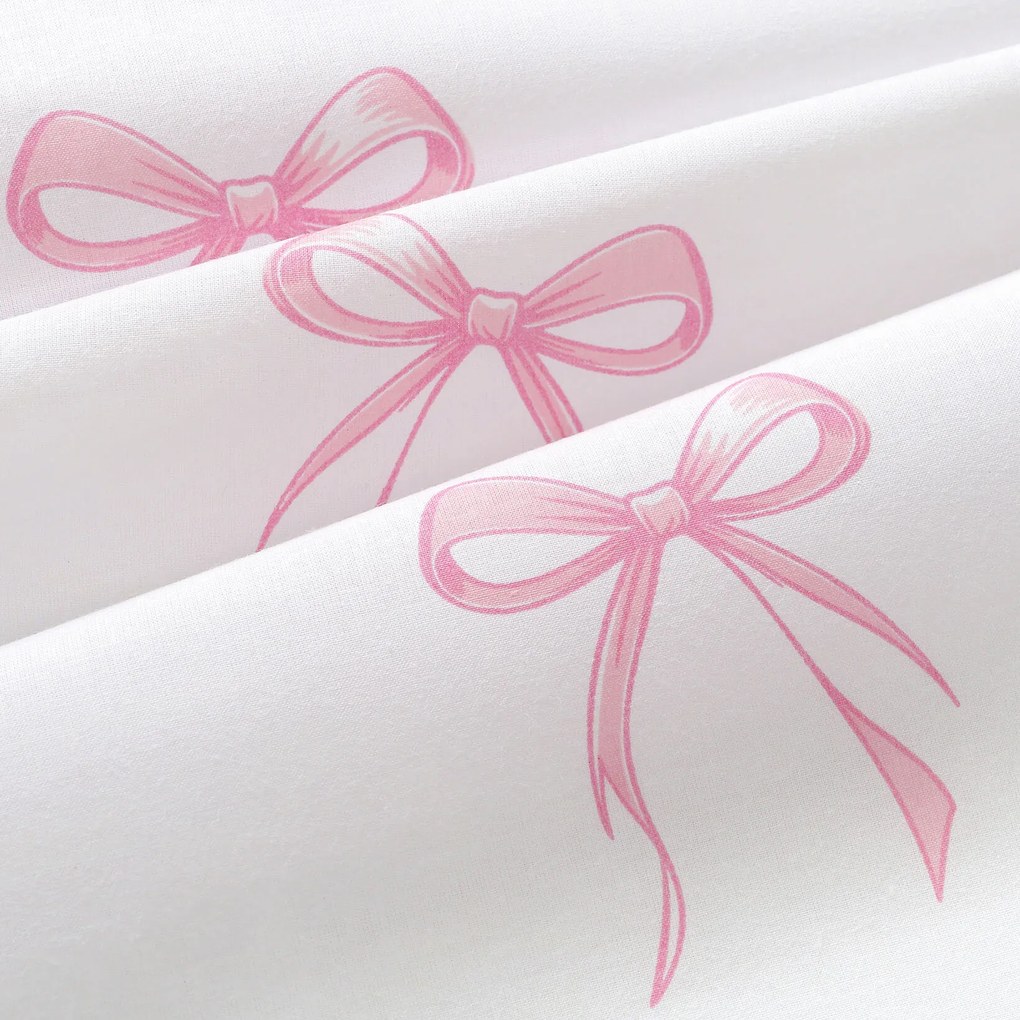 Goldea pamut körgumis lepedő - rózsaszín masnik 120 x 200 cm