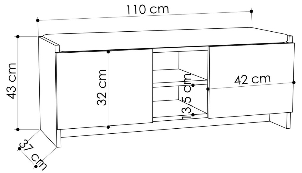 Cipősszekrény Zoe (antracit + tölgy). 1071767