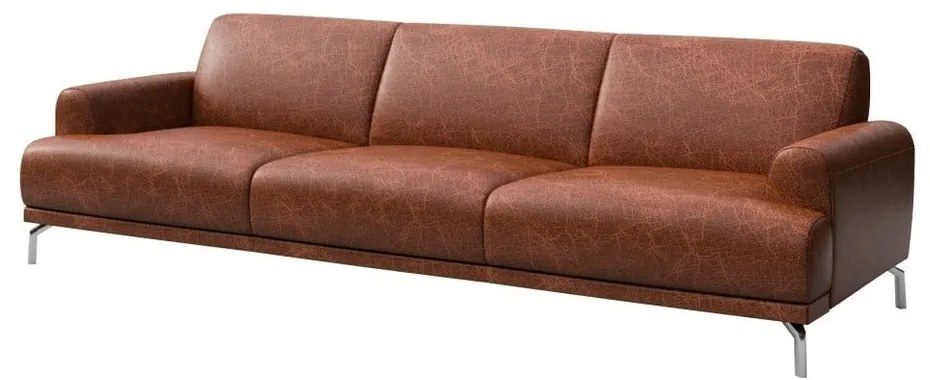 Puzo konyakbarna bőrkanapé, 240 cm - MESONICA
