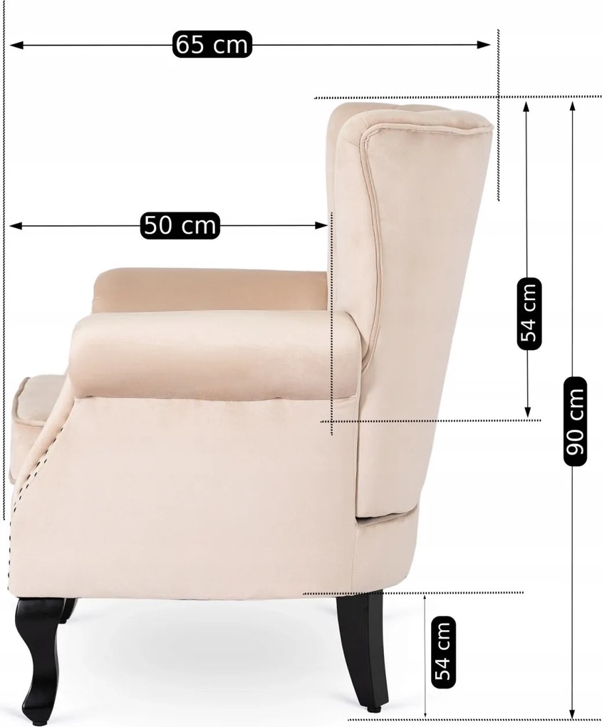 Fotel bézs bársony kárpittal – MALLO