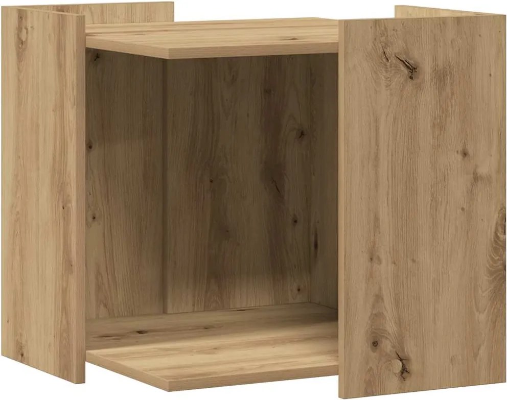vidaXL kézműves tölgy színű szerelt fa macskaalomdoboz 53 x 53 x 51 cm