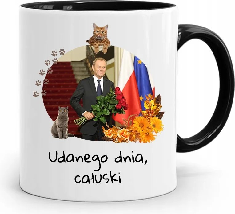 Donald Tusk Fekete Bögre Platform Ajándék fényképes nyomtatással