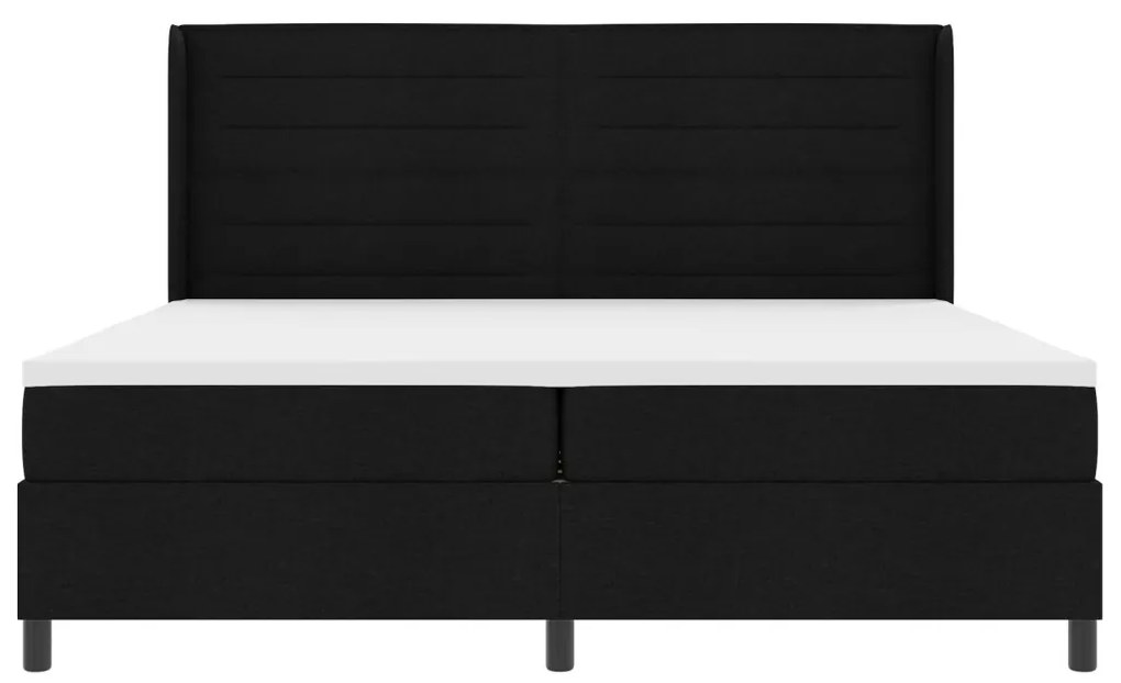 Boxspring ágy matraccal és LED világítással, fekete, 200x200 cm szövet