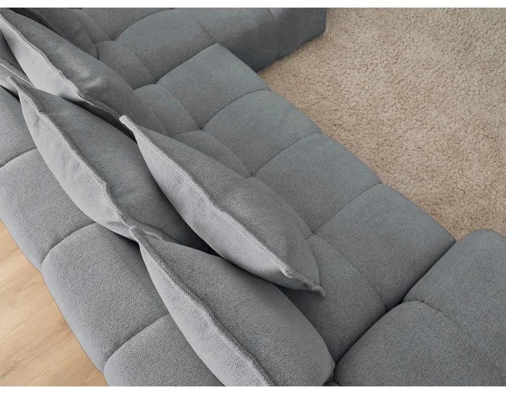 Sötétszürke zsenília kinyitható-tárolóhelyes sarokkanapé (jobb oldali-heverő résszel) Everest – Bobochic Paris