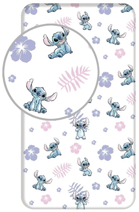 Gumis egyszemélyes pamut gyerek lepedő 90x200 cm Lilo and Stitch – Jerry Fabrics