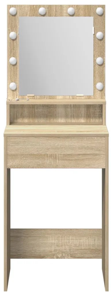 Öltözködő Asztal LED Világítással Sonoma tölgy színben, 50x41x135 cm