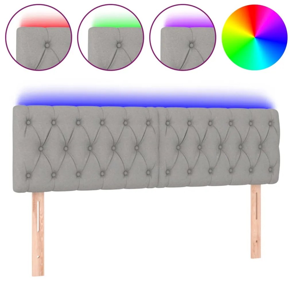világosszürke szövet LED-es fejtámla 160x7x78/88 cm