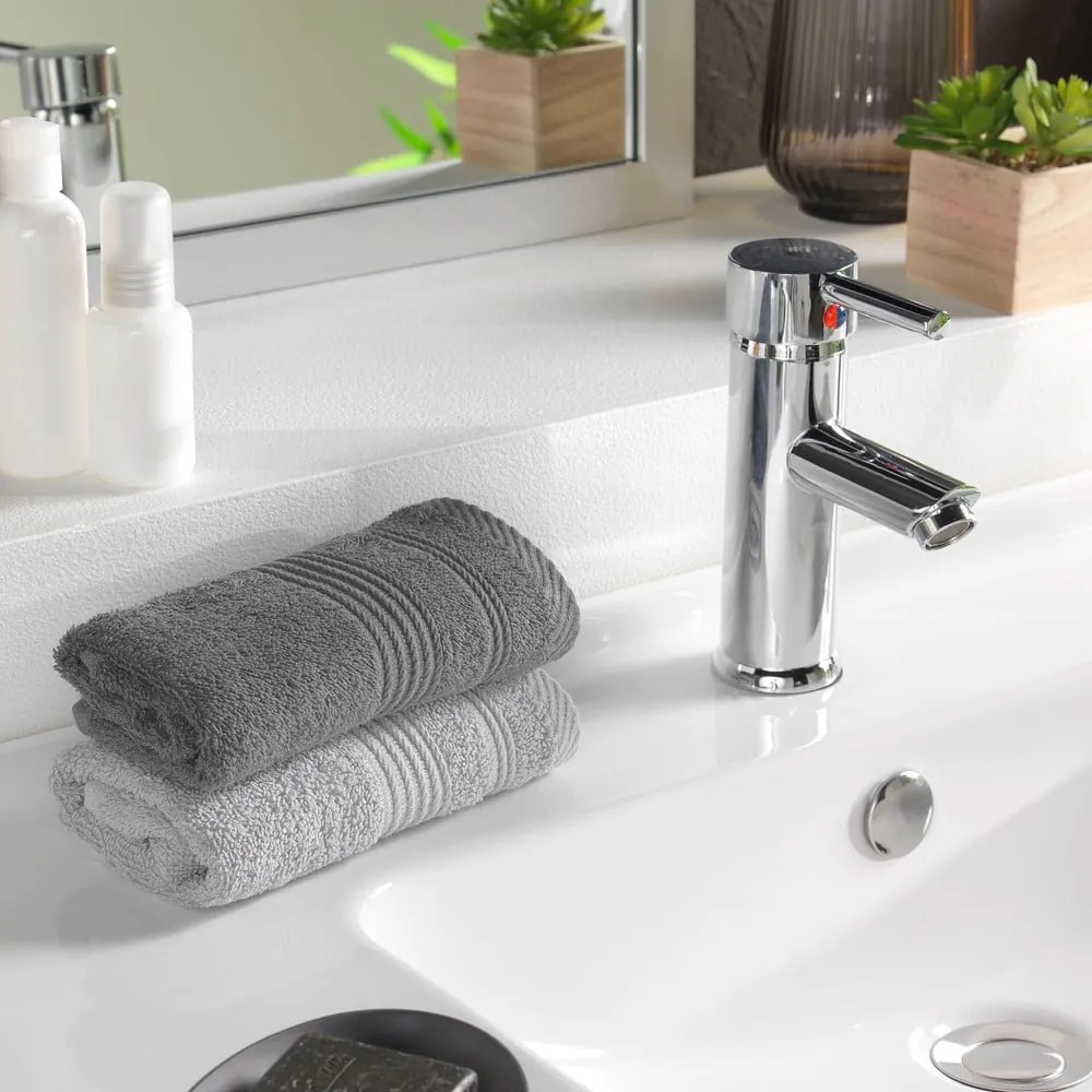 Sötétszürke frottír pamut törölköző 30x50 cm Tendresse – douceur d'intérieur