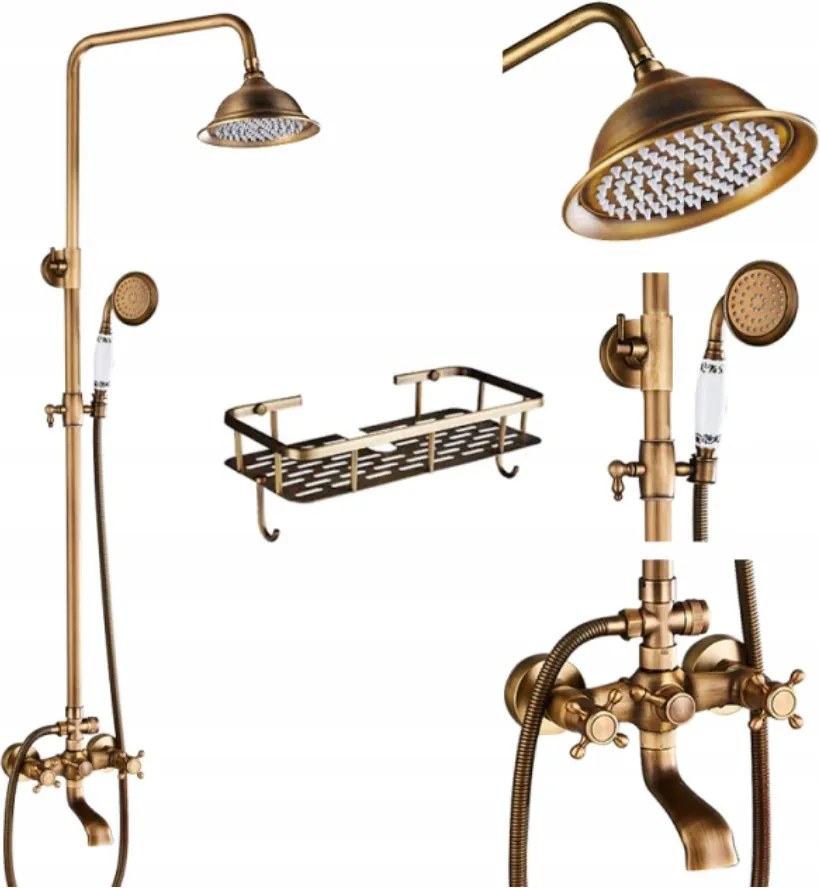 Zuhanyszett Antik Retro Sárgaréz