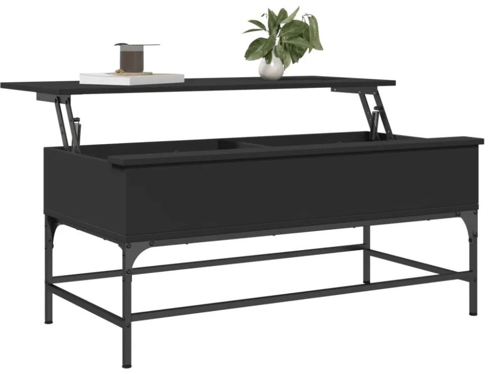 fekete szerelt fa és fém dohányzóasztal 100 x 50 x 45 cm