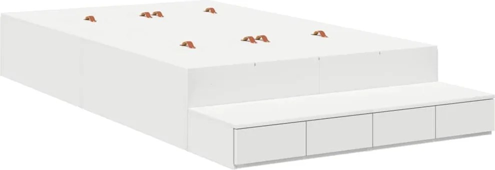 vidaXL Ágykeret tárolóval fiókkal tárolóval Fehér 120 cm Faanyag