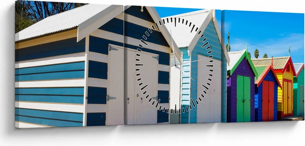 Kép - Brighton Beach, Melbourne, Ausztrália (órával) (90x30 cm)