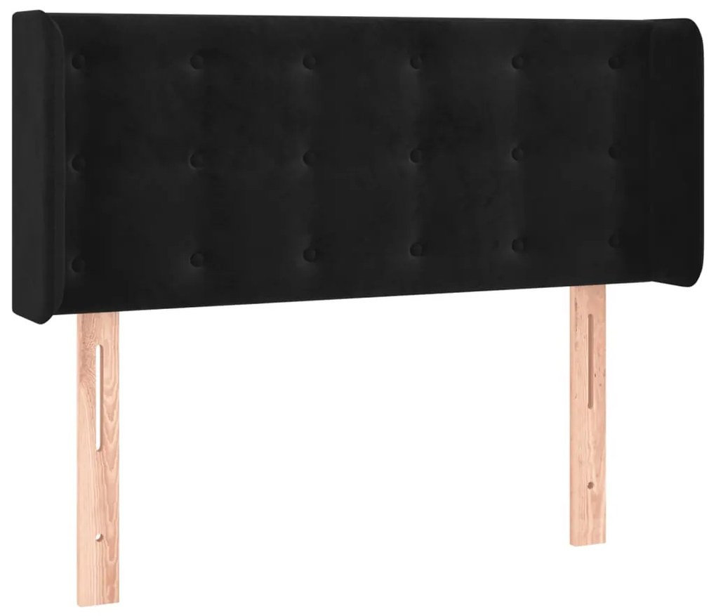 fekete bársony fejtámla szárnyakkal 93x16x78/88 cm