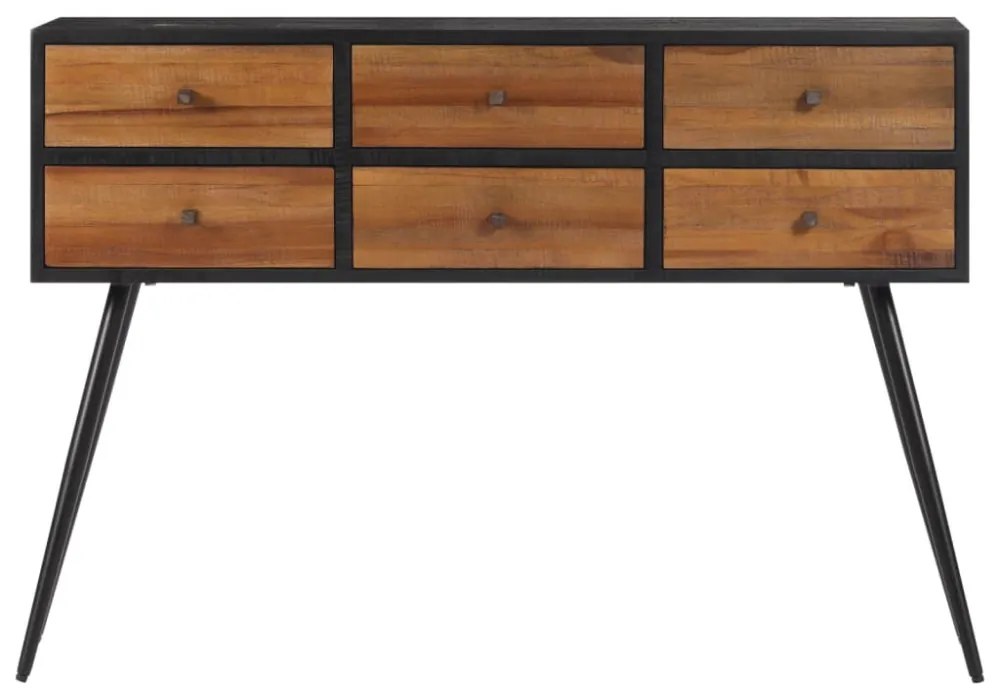tömör újrahasznosított tíkfa tálalóasztal fiókkal 116x30x76 cm