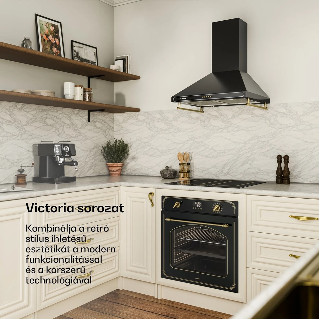 Klarstein Victoria Pyro-sütő | Elektromos tűzhely pirolízis funkcióval | 3150 W | 76 l | 60 cm