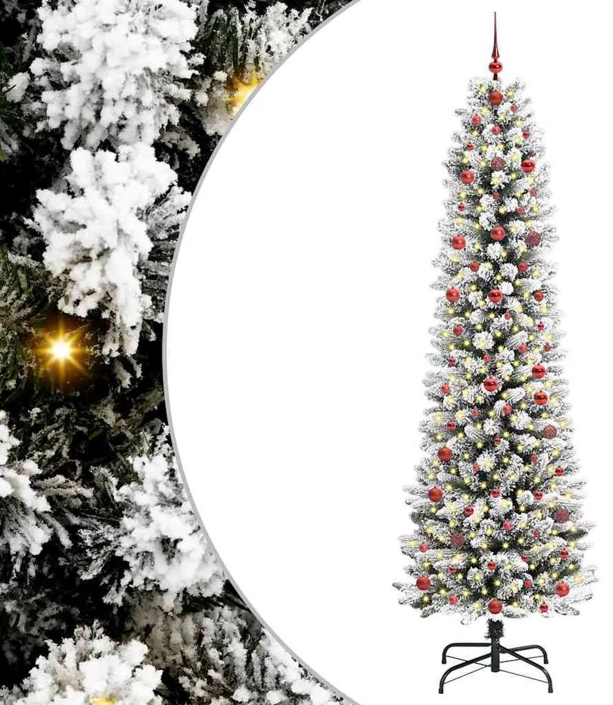 Mű karácsonyfa Zöld és fehér 240 cm PVC és Fém és Műanyag