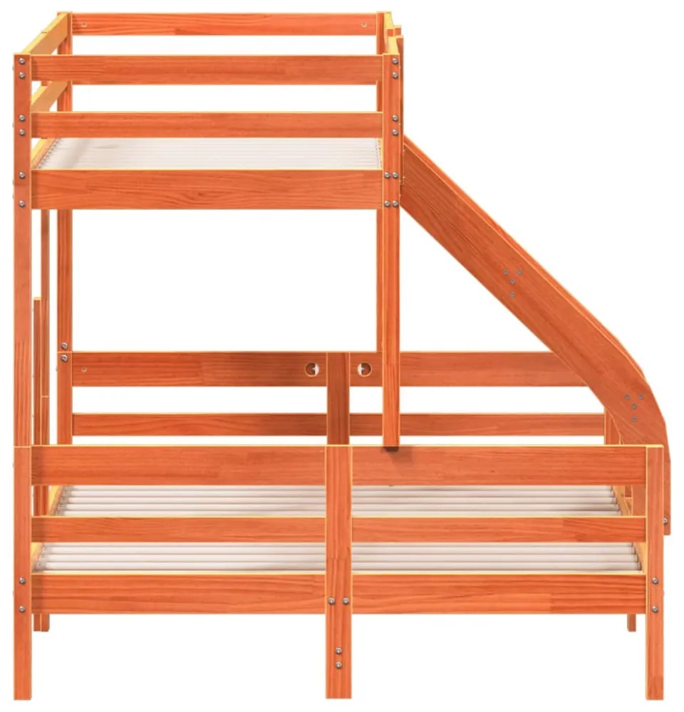viaszbarna tömör fenyőfa emeletes ágy 80 x 200/140 x 200 cm