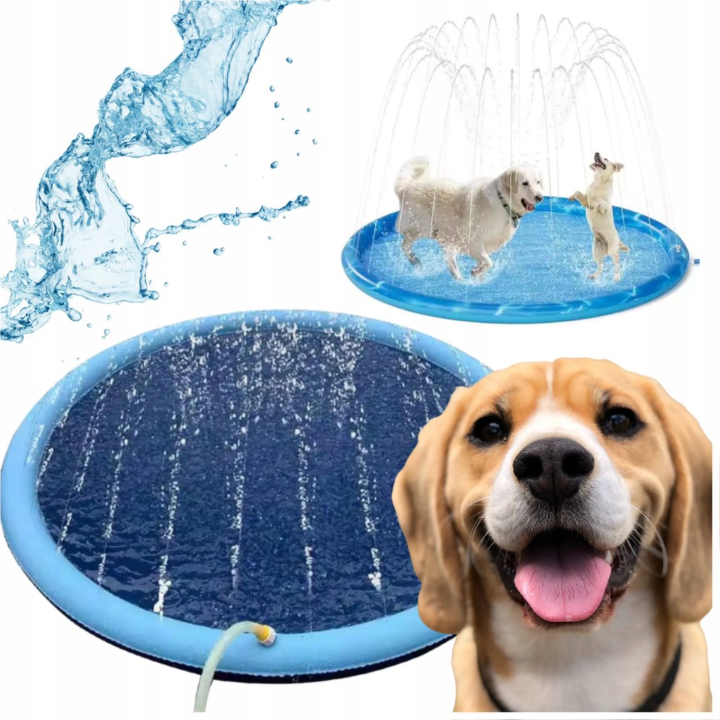 Locsolószőnyeg Szökőkút Vízfüggöny Gyerek Medence Állatok Nagy 143CM