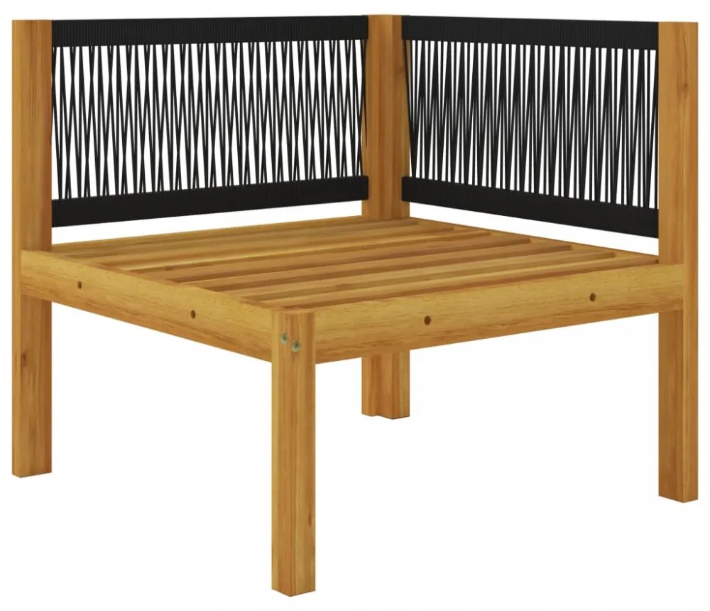 kétszemélyes kerti pad párnákkal, akácfa és kötél