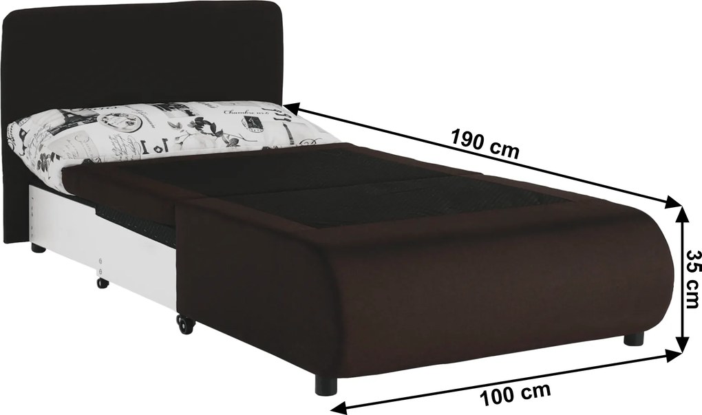 Kinyitható fotel, barna/minta, KENY NEW