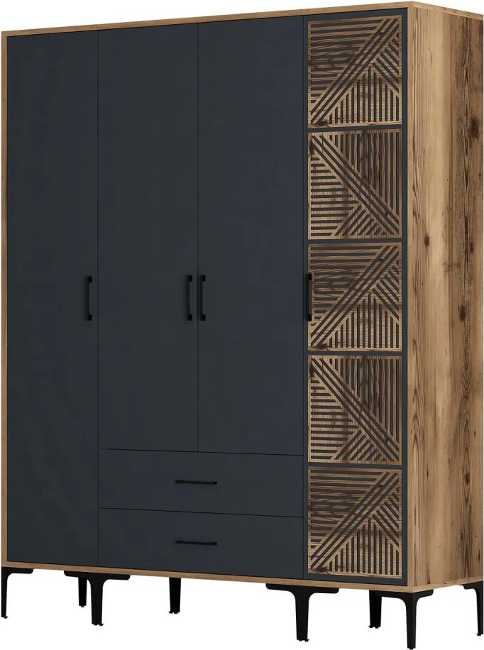 Kumsal gardróbszekrény, dió-antracit, 160 cm – TR845HCT5489